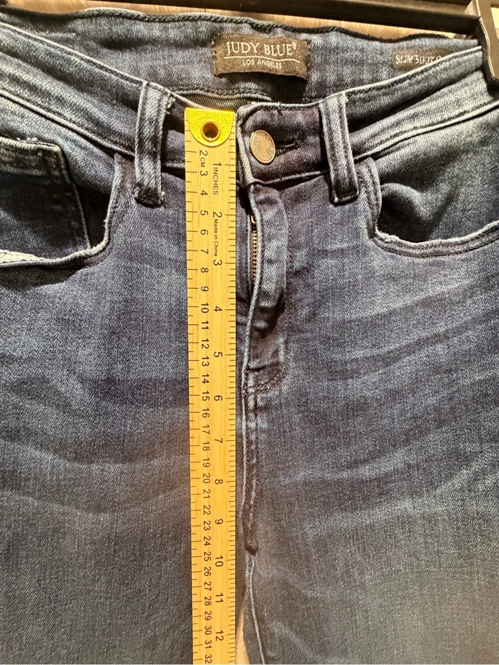 Judy Blue Slim Boot Cut Jeans Mid Rise Stretch Denim Size 27 Dark Wash - Picture 11 of 14